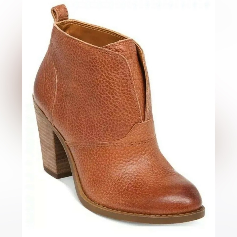 Lucky Brand Ehllen Stacked Heel Leather Ankle Booties